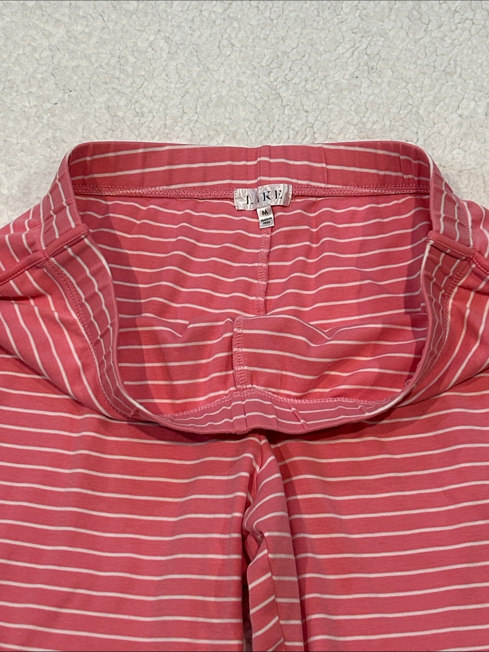 LAKE Pima Cotton Pajama Pants size Medium Deep Coral and White Stripes - Picture 5 of 13